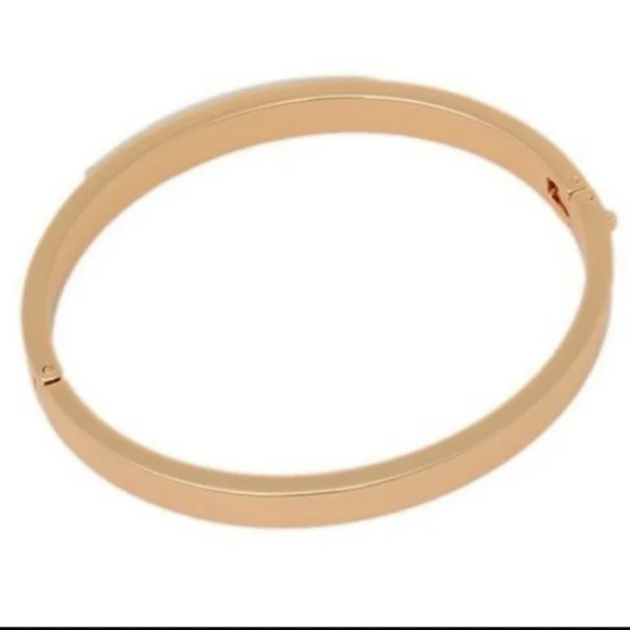 Coach Bangle Bracelet Hinged Rose Gold With Silver Coach Embossed Name Plate NWT - Picture 10 of 13